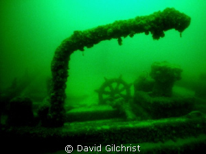 Davit & Wheel Silhouette, C.B. Benson in Lake Erie by David Gilchrist 
